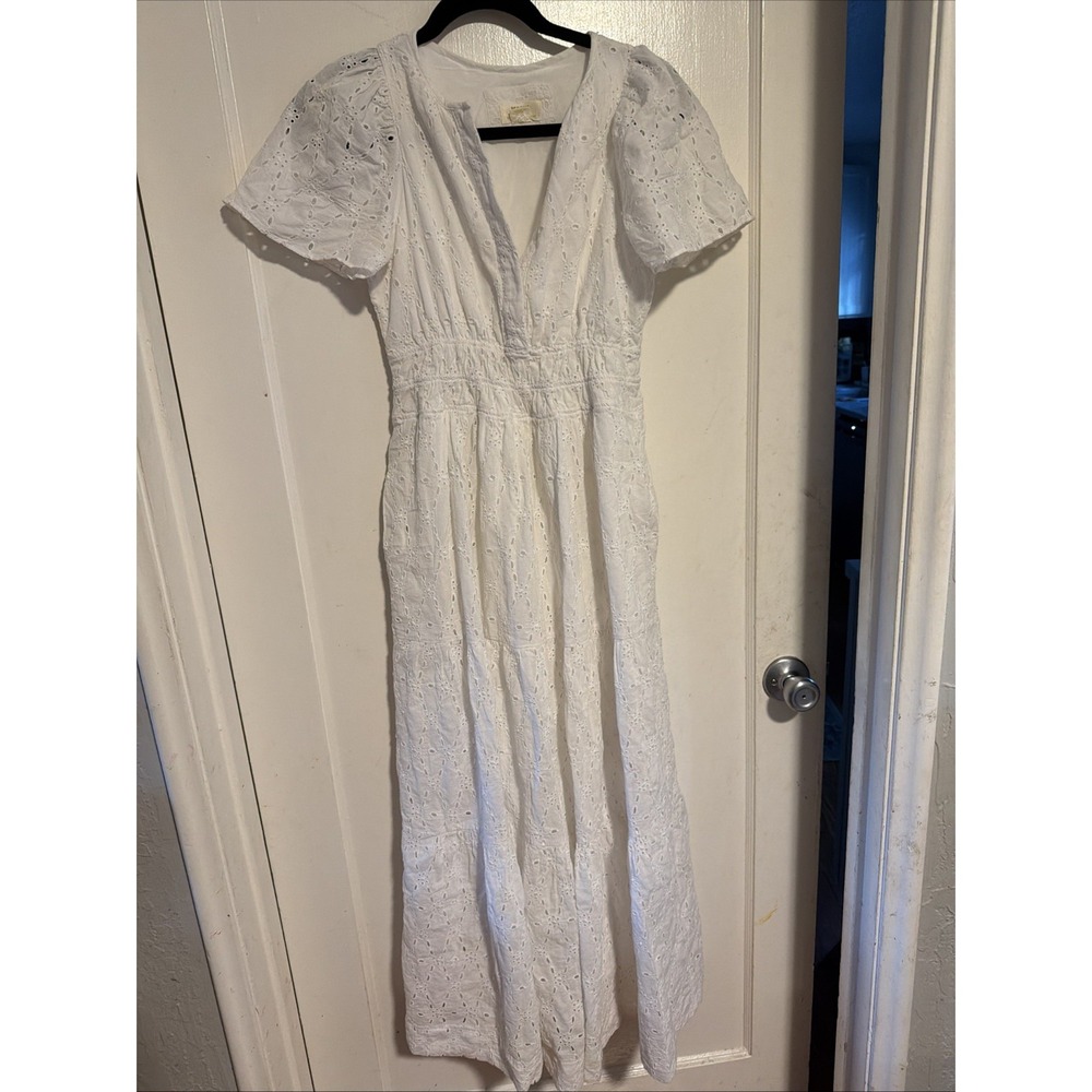 Maeve By Anthropologie Dress Womens XSMALL White Eyelet Lace Maxi Sundress